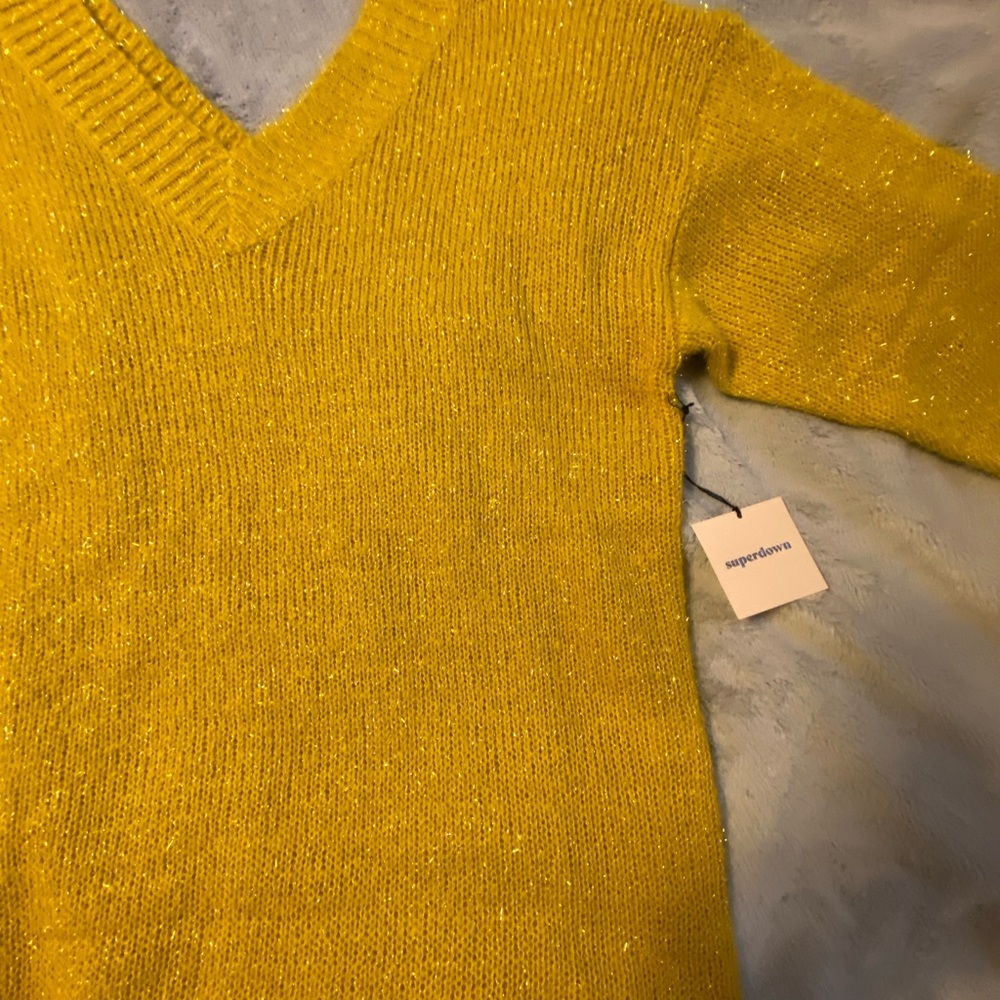 Super Down from Revolve NWT Mustard yellow with Metallic thread size S.
